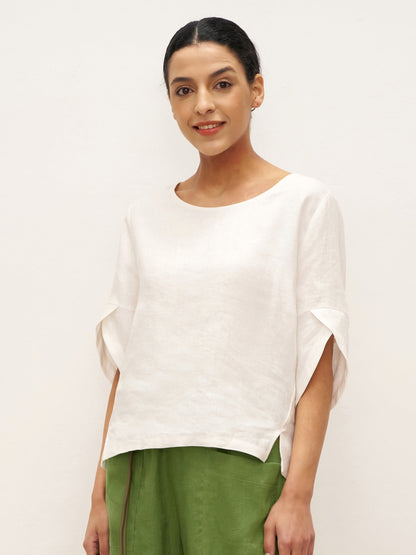 LAUREL Round Neck Petal-Sleeve Pullover