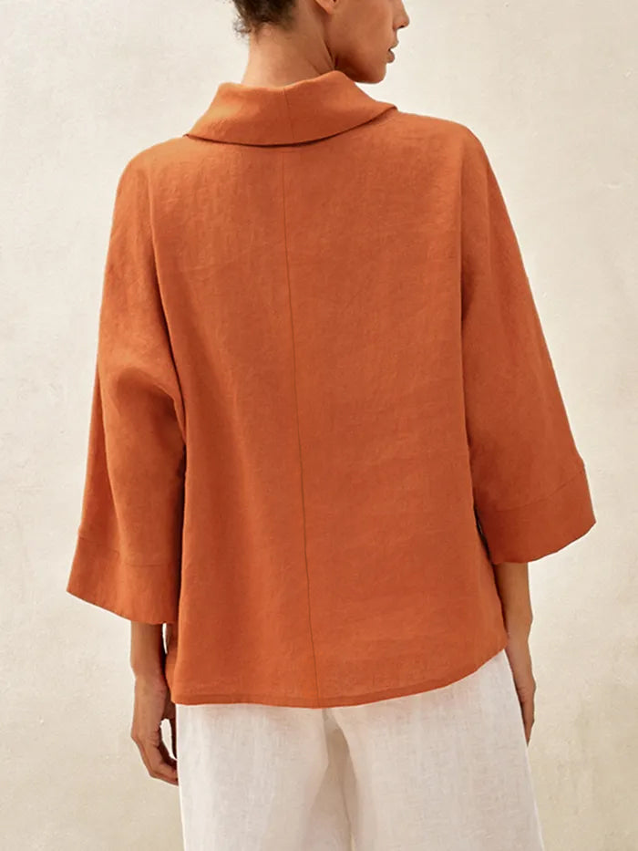 TRISTAN Dropped Collar Long-Sleeve Top
