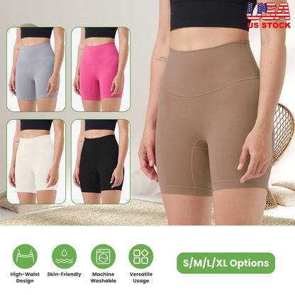 High Waist Biker Shorts Tummy Control - Coffee