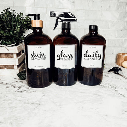 32 Oz Amber Glass Reusable Dispenser Bottle