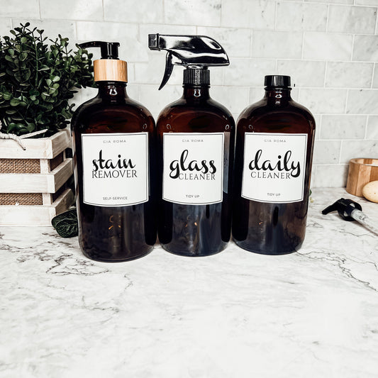 32 Oz Amber Glass Reusable Dispenser Bottle
