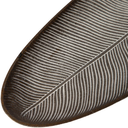 Elegant Decorative Leaf Design Wood Tray