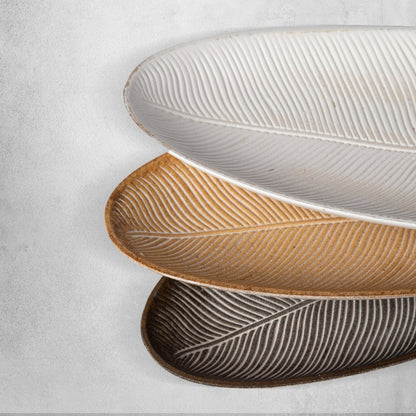 Elegant Decorative Leaf Design Wood Tray