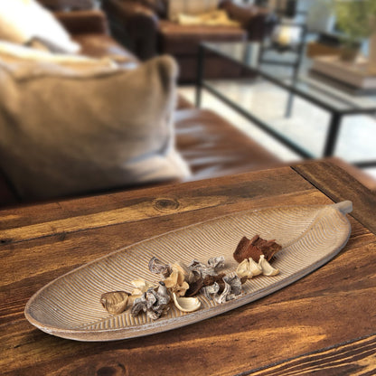 Elegant Decorative Leaf Design Wood Tray