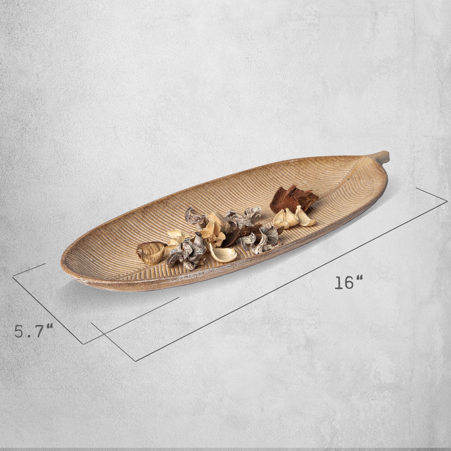 Elegant Decorative Leaf Design Wood Tray