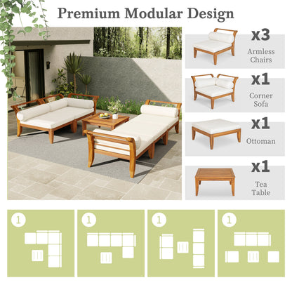 6 Piece Acacia Outdoor Sectional