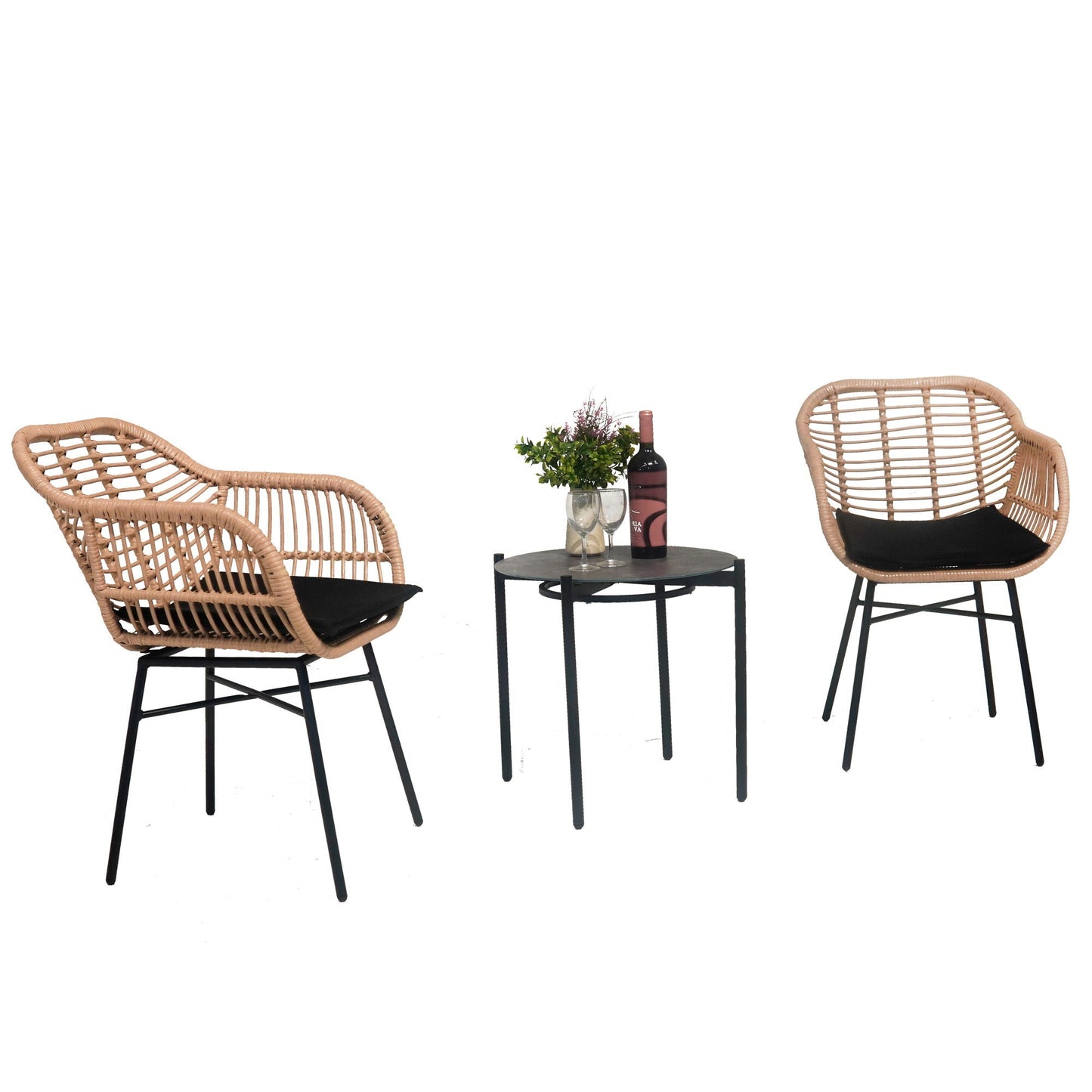 3 Pieces Wicker Table & Chairs