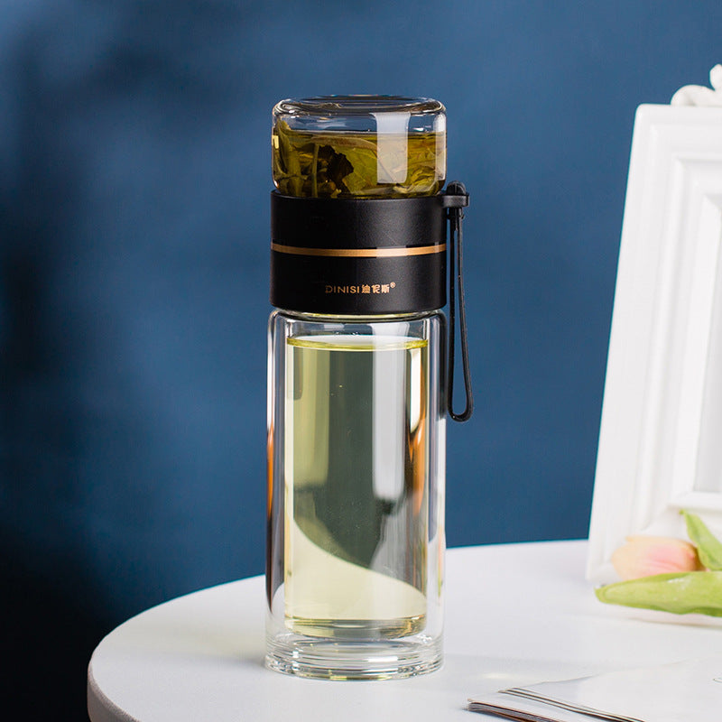 Glass Water Bottle w/ Tea Infuser Filter