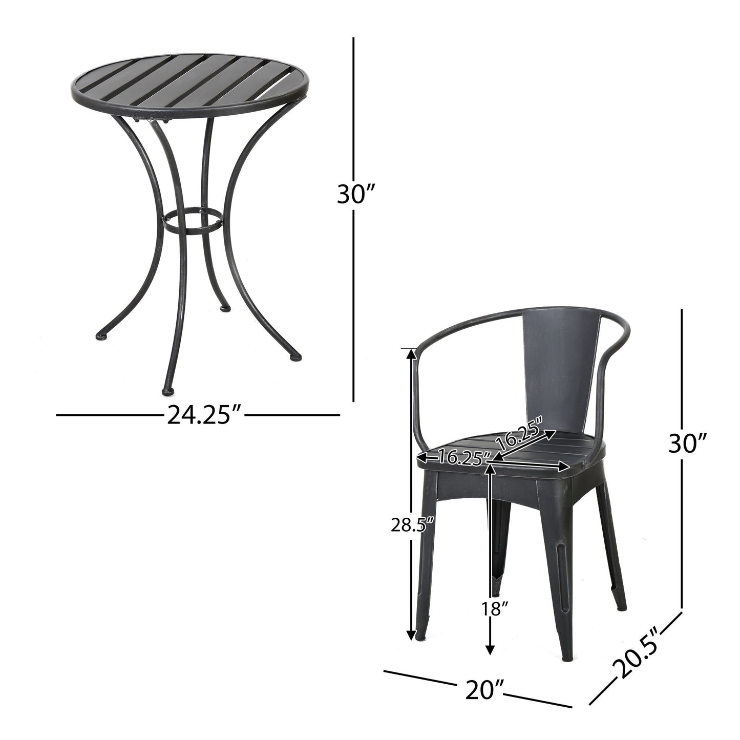 Yearn - 3 Piece Metal Bistro Set