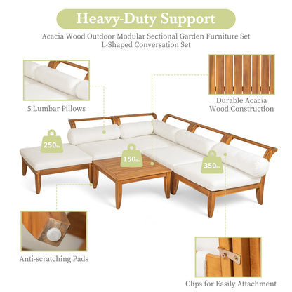 6 Piece Acacia Outdoor Sectional