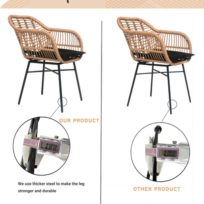 3 Pieces Wicker Table & Chairs