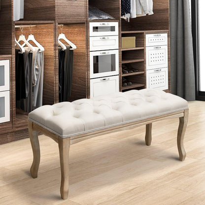 French Vintage Tufted Bench