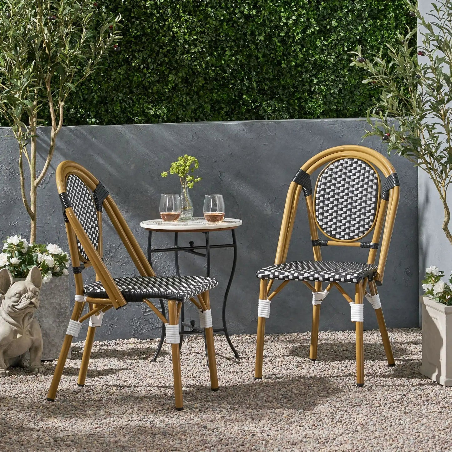 Checkered Chic French Bistro Chair Set