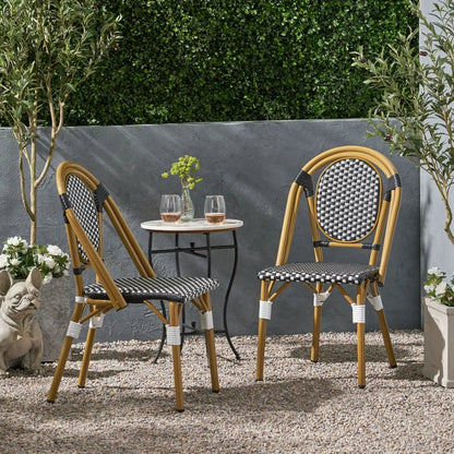 Checkered Chic French Bistro Chair Set