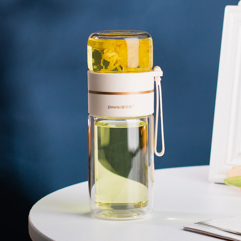 Glass Water Bottle w/ Tea Infuser Filter