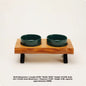 Wooden Frame Ceramic Pet Bowl