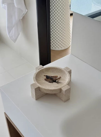 Retro Wabi-Sabi Style Yellow Limestone Decorative Storage Tray