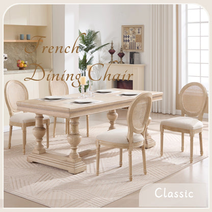 French Country Flower Dining Chair w/Rattan Back Set