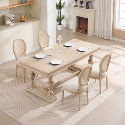 French Country Flower Dining Chair w/Rattan Back Set