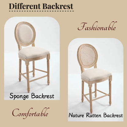 French Country Flower 26'' Bar Height with Upholstered Round Back Set