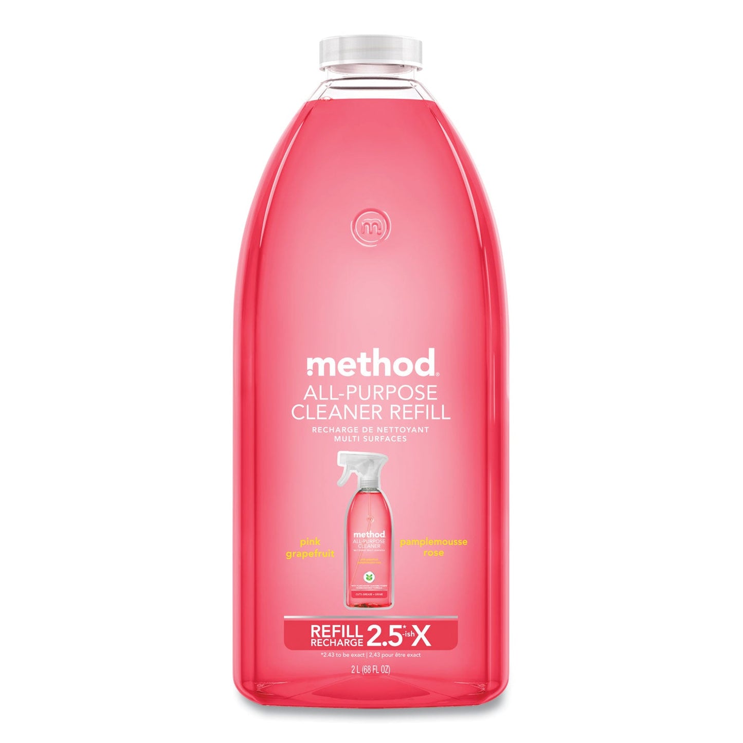 Method All Surface Cleaner, Grapefruit Scent, 68 oz Plastic Bottle, 6/Carton