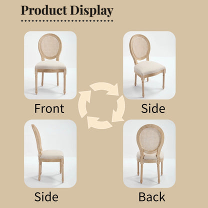 French Country Flower Dining Chair w/Rattan Back Set