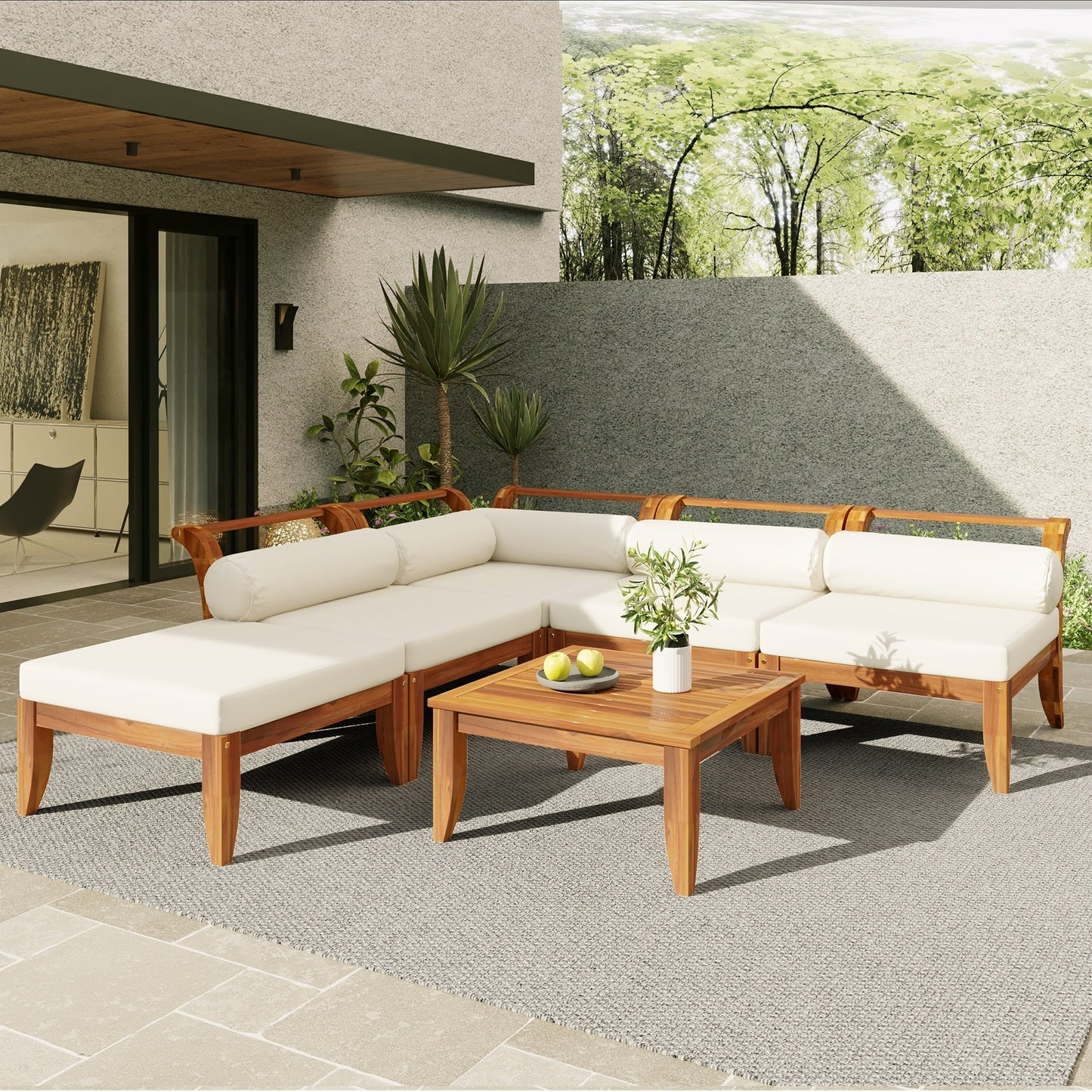 6 Piece Acacia Outdoor Sectional
