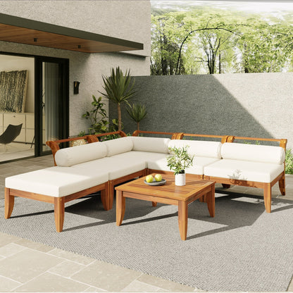 6 Piece Acacia Outdoor Sectional