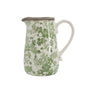 6.3x4.5x7.1' White Ceramic Pitcher Vase with Green Floral Pattern