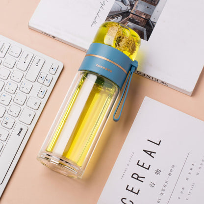 Glass Water Bottle w/ Tea Infuser Filter