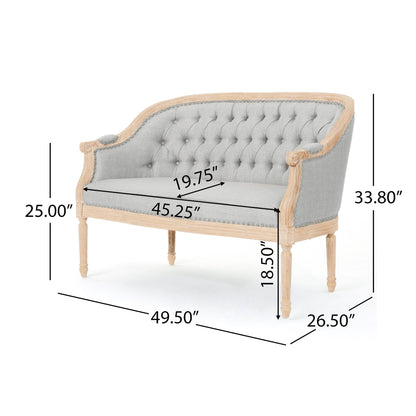 French Country Flower Chesterfield Tufted Loveseat