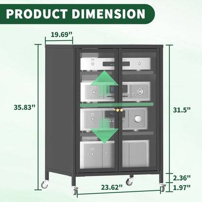Black Media Storage Cabinet w/ Wheels