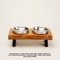 Wooden Frame Ceramic Pet Bowl