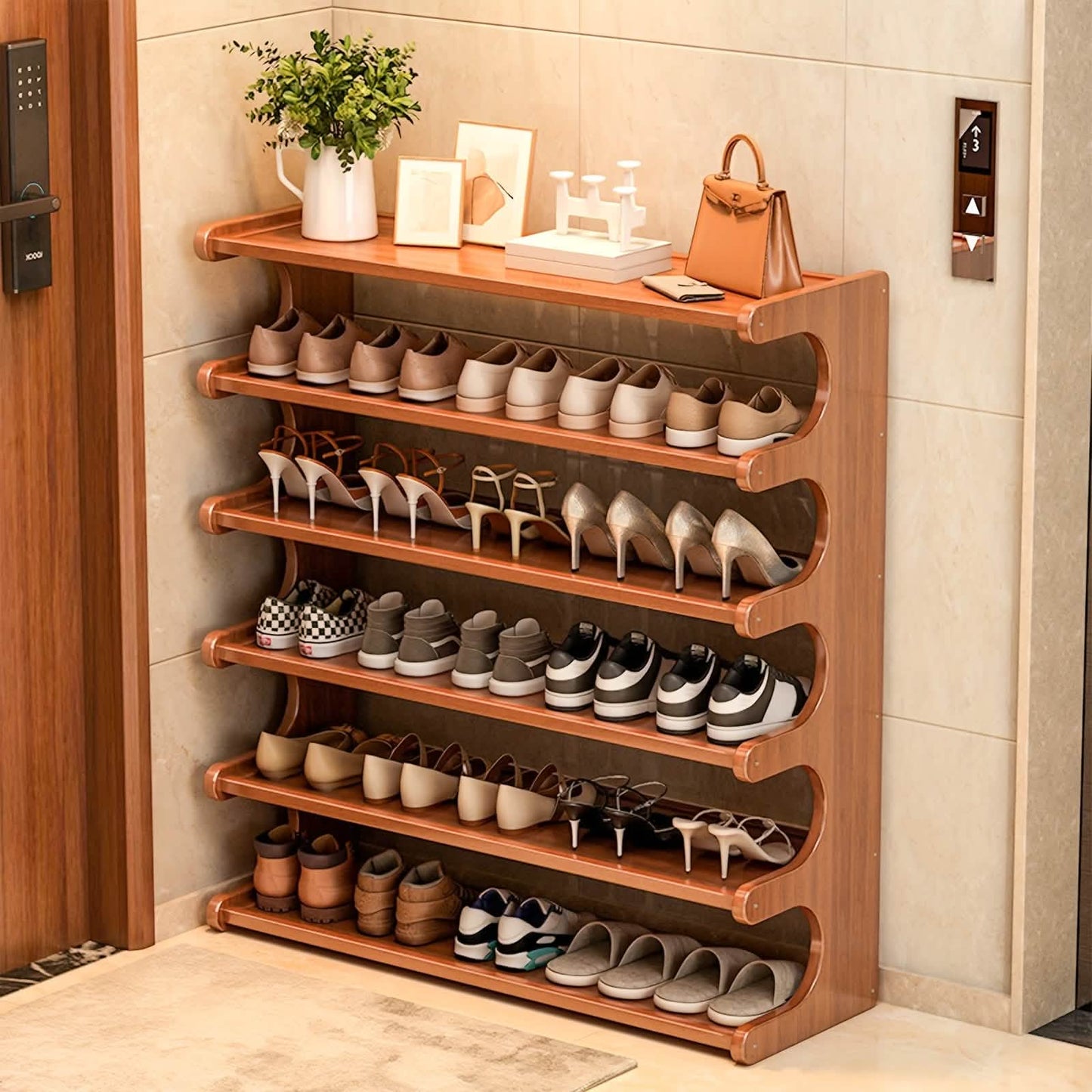 Bamboo Shoe Rack Organizer – 5 or 6 Tier