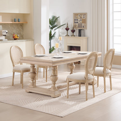 French Country Flower Dining Chair w/Rattan Back Set