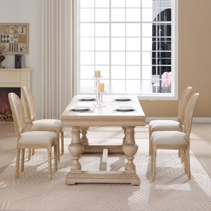 French Country Flower Dining Chair w/Rattan Back Set