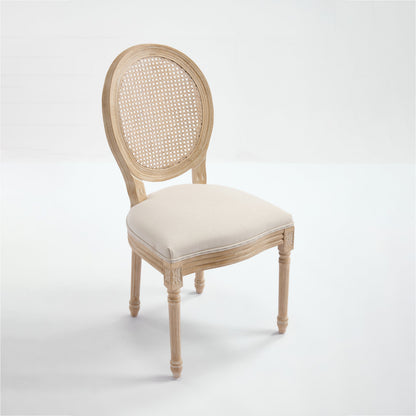 French Country Flower Dining Chair w/Rattan Back Set
