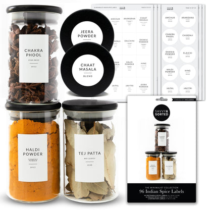 96 South Asian Spice Jar Stickers