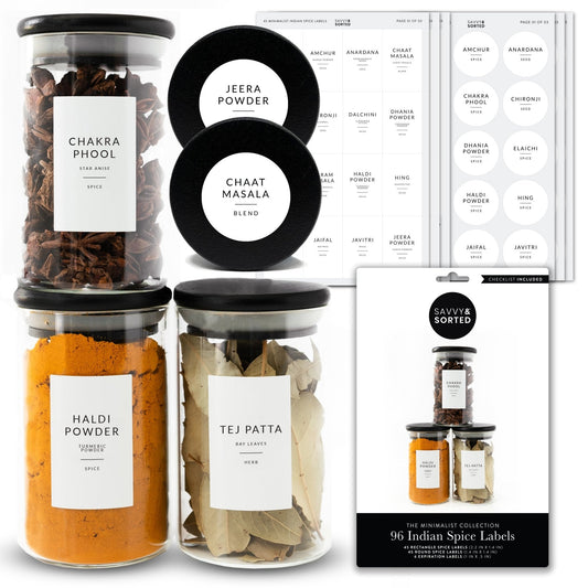 96 South Asian Spice Jar Stickers