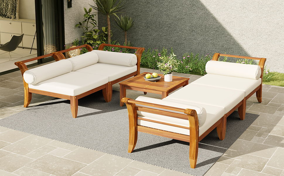 6 Piece Acacia Outdoor Sectional