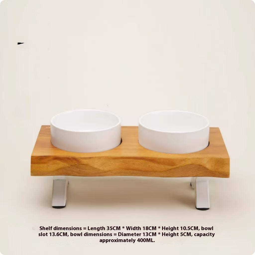 Wooden Frame Ceramic Pet Bowl