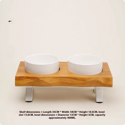 Wooden Frame Ceramic Pet Bowl