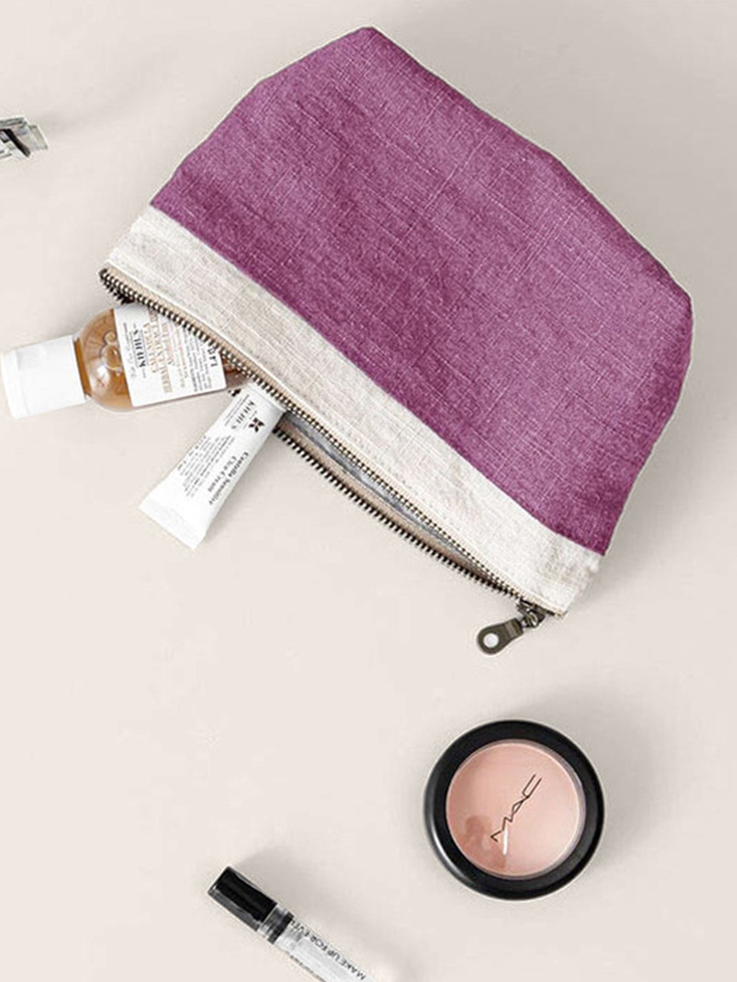 Color-Block Zipper Storage Bag
