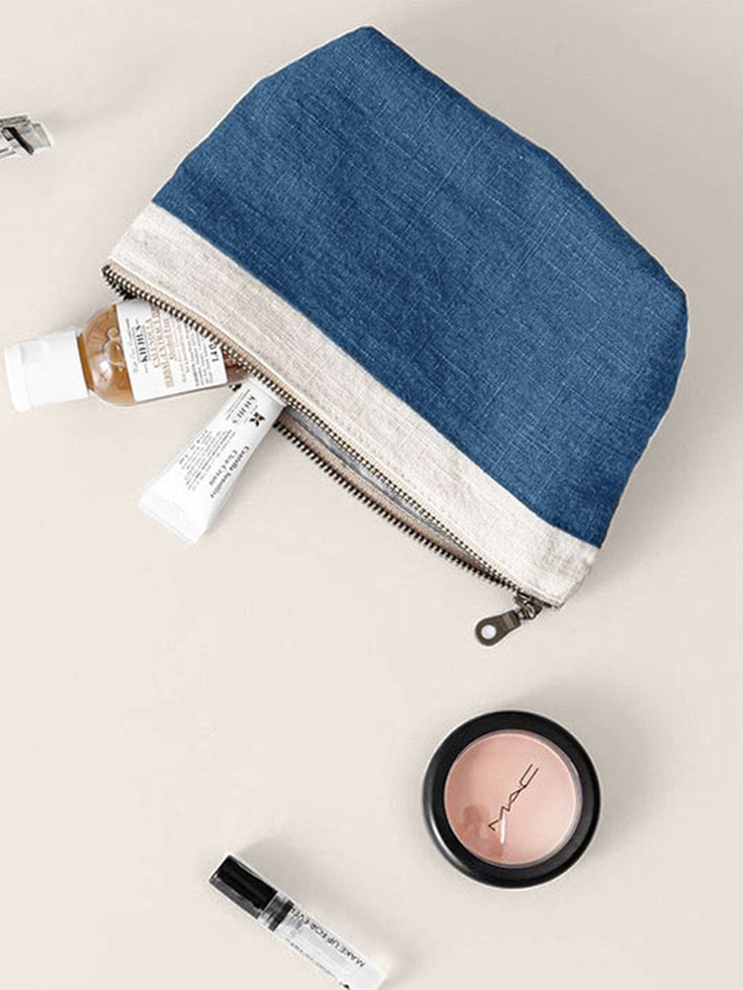 Color-Block Zipper Storage Bag