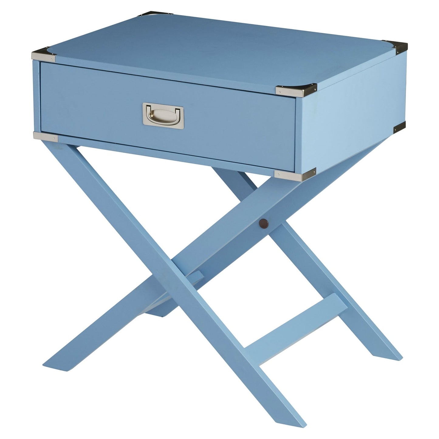 Bedroom Nightstand End Table in Blue Finish