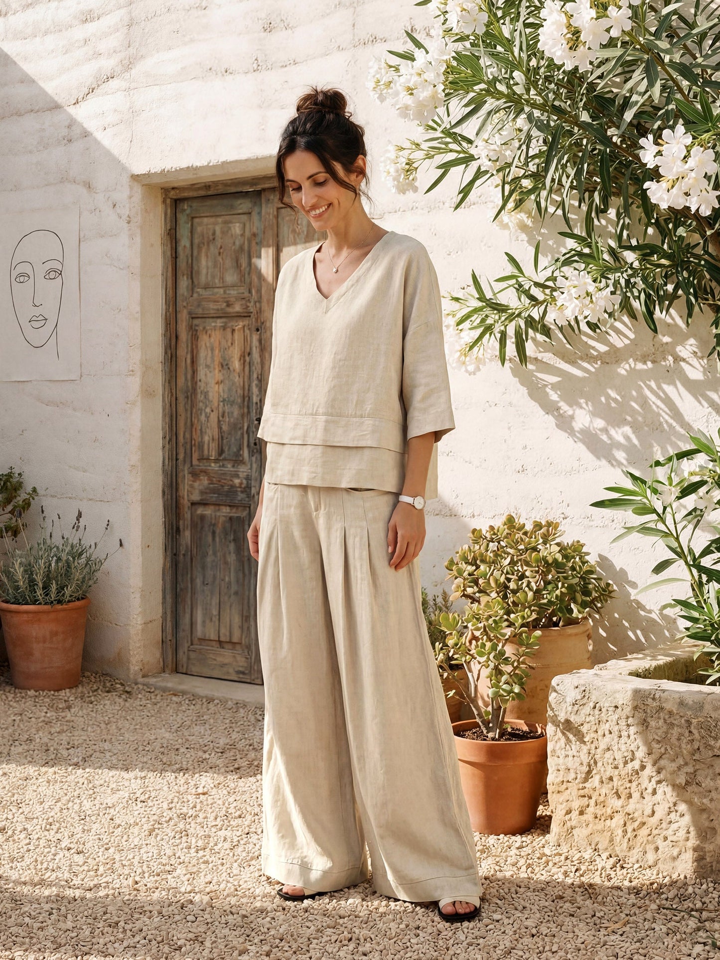 VERIDIANA Sculpted Pleat Elasticated Back Relaxed Pants