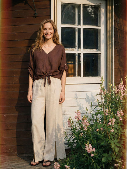 LAVENA Twist-Hem Batwing Top