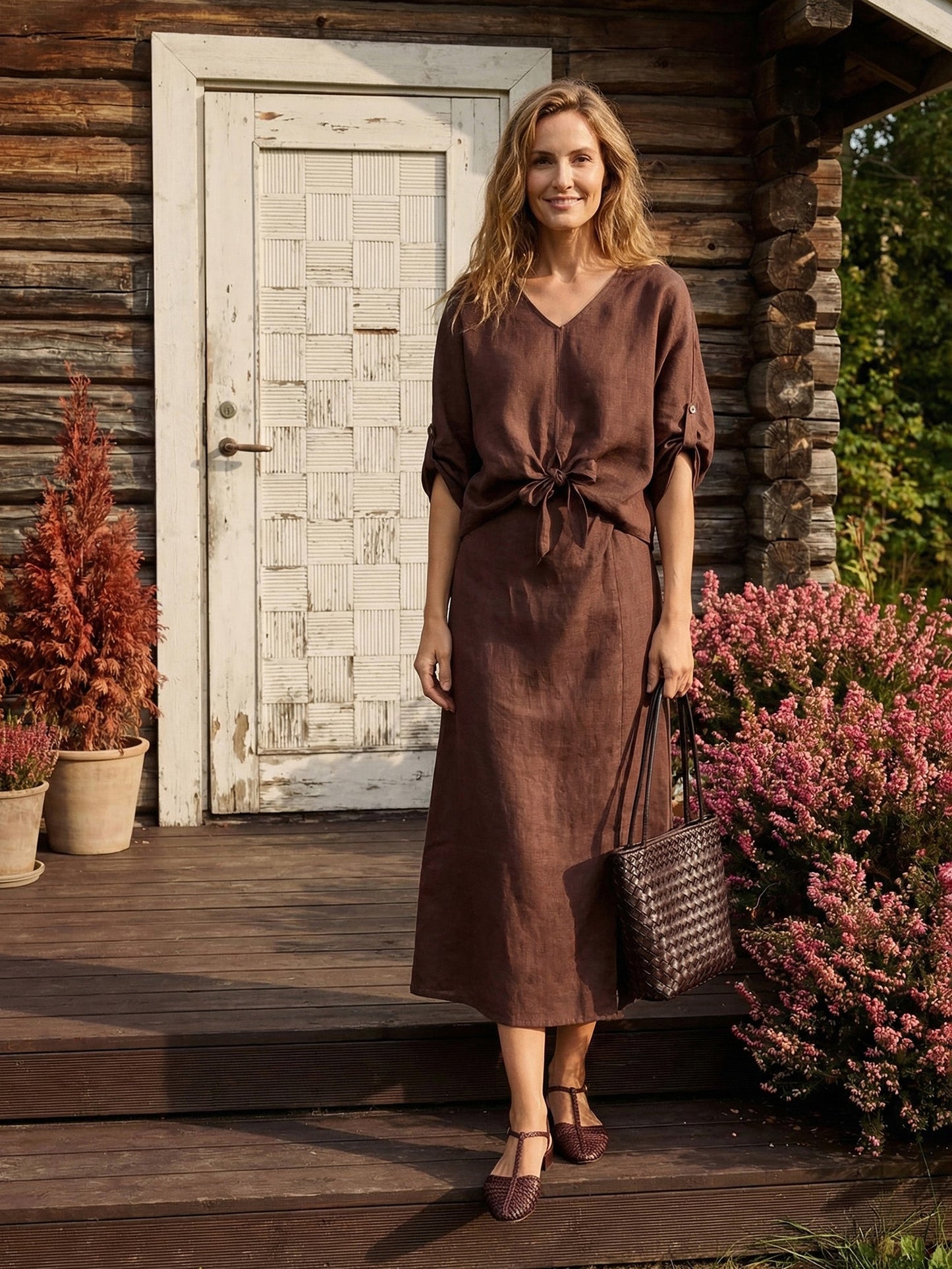 LAVENA Twist-Hem Batwing Top