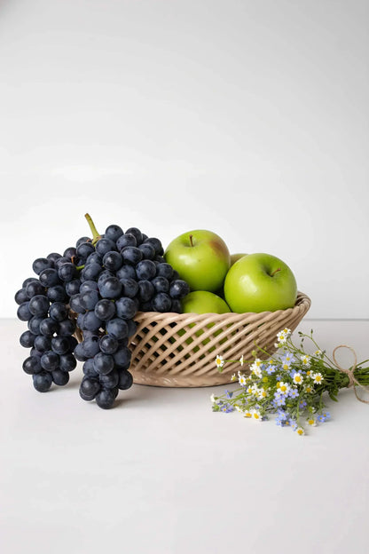 Glazed Porcelain Hand-Woven Round Basket
