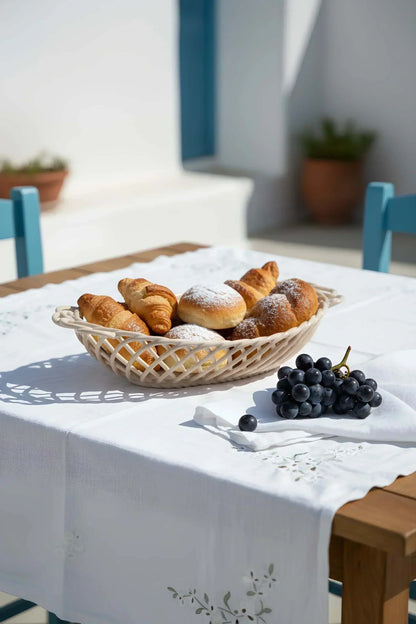 Glazed Porcelain Hand-Woven Oval Basket